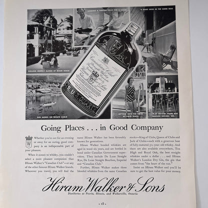Hiram Walker & Sons Peoria Illinois, Walkerville Ontario 1935 Ad V1-5