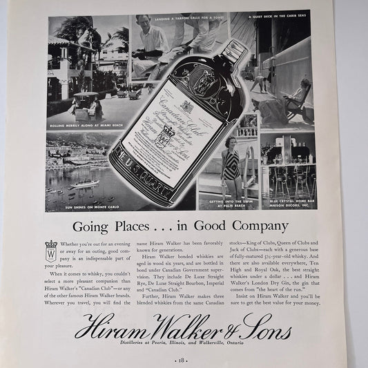 Hiram Walker & Sons Peoria Illinois, Walkerville Ontario 1935 Ad V1-5