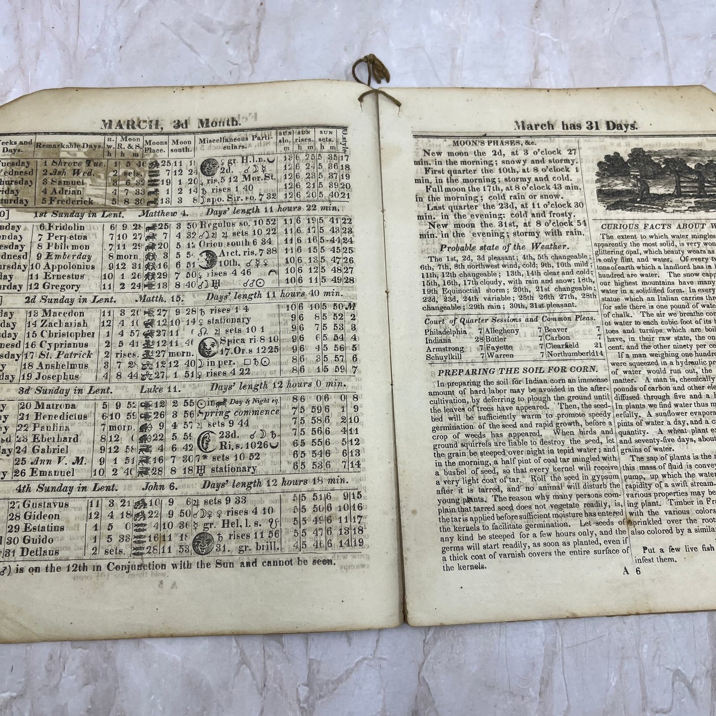 1870 Agricultural Almanac Lancaster PA John Baer’s Sons TF5