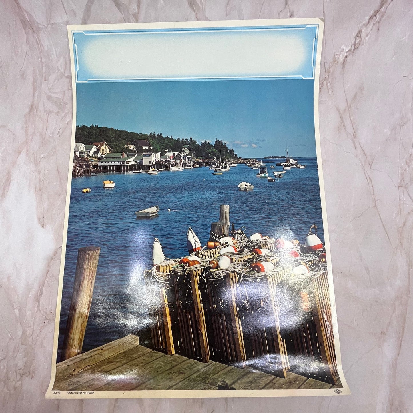1965 Protected Harbor Nautical Marine Print Lithograph 12x16 FL6-4