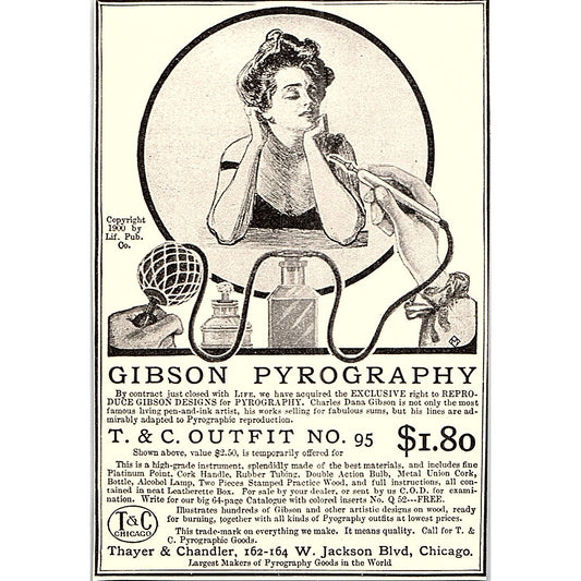Gibson Pyrography Thayer & Chandler Jackson Blvd Chicago - 1904 Ad AF5-6