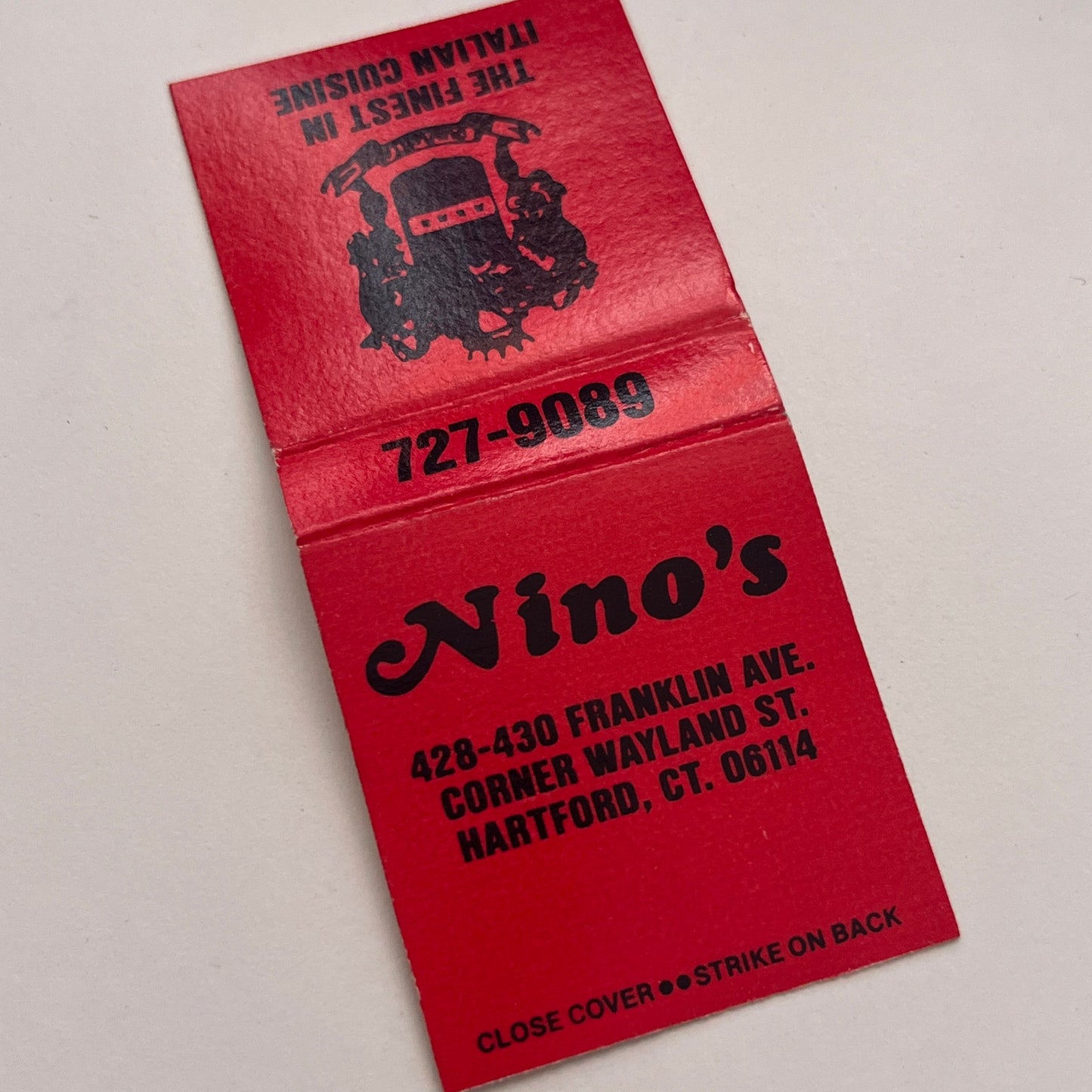 Nino's Italian Restaurant Hartford CT Vintage Matchbook Cover TB8-MB-4