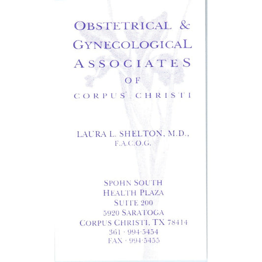 Laura L Shelton Obstetrical & Gynecological Corpus Christi Business Card SE3-B8