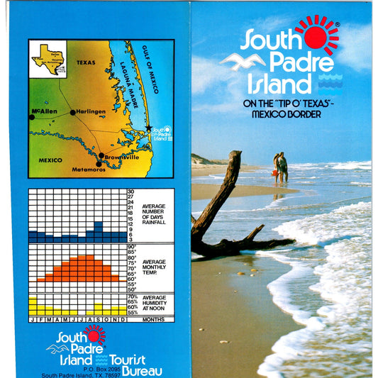 1980s South Padre Island on the Tip 'O Texas Mexico Border Brochure TF4-BC