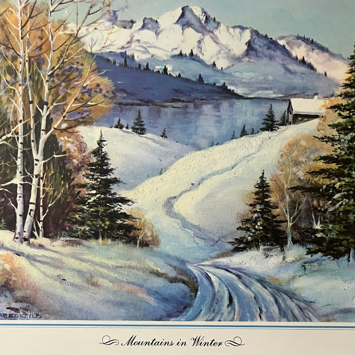 Mountains in the Winter Ernest T Fredericks Vintage Art Print 9x11 V5
