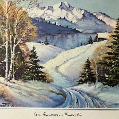 Mountains in the Winter Ernest T Fredericks Vintage Art Print 9x11 V5