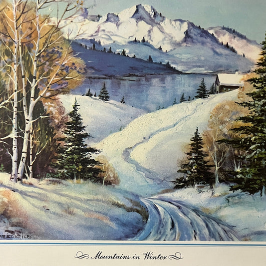 Mountains in the Winter Ernest T Fredericks Vintage Art Print 9x11 V5