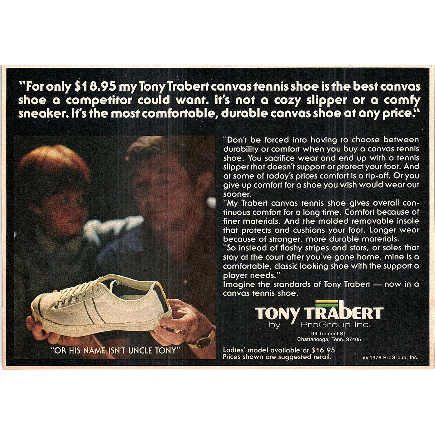 Tony Trabert Canvas Tennis Shoes Chattanooga TN 1977 Ad AF3-5