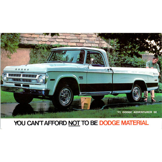 1971 Dodge Adventurer Pickup truck Barbacovi Motor Co Walsenburg Postcard PC12