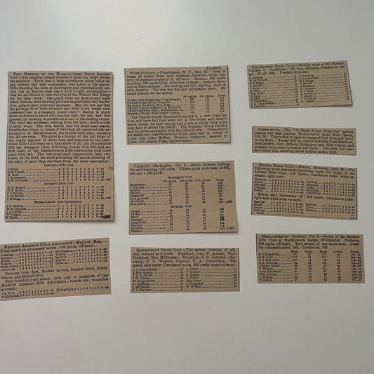 Huge Lot of Original 1878 Rifle Match Results Clippings Forest & Stream AI4-7