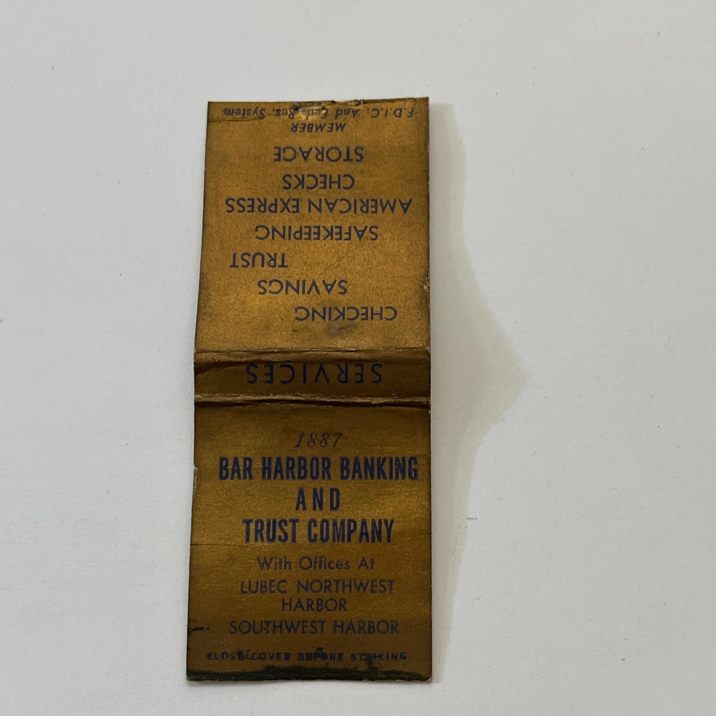 Bar Harbor Banking & Trust Co Lubec Northwest Harbor Matchbook Cover TB6-MB1-11