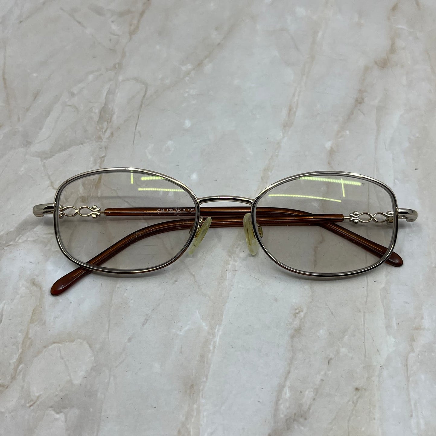 Gold Tone Oval Sunglasses Eyeglasses Frames TE9-G6-9
