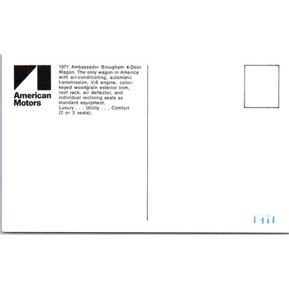 1971 Ambassador Brougham 4-Door Wagon Brown Promo Vintage Postcard PC6