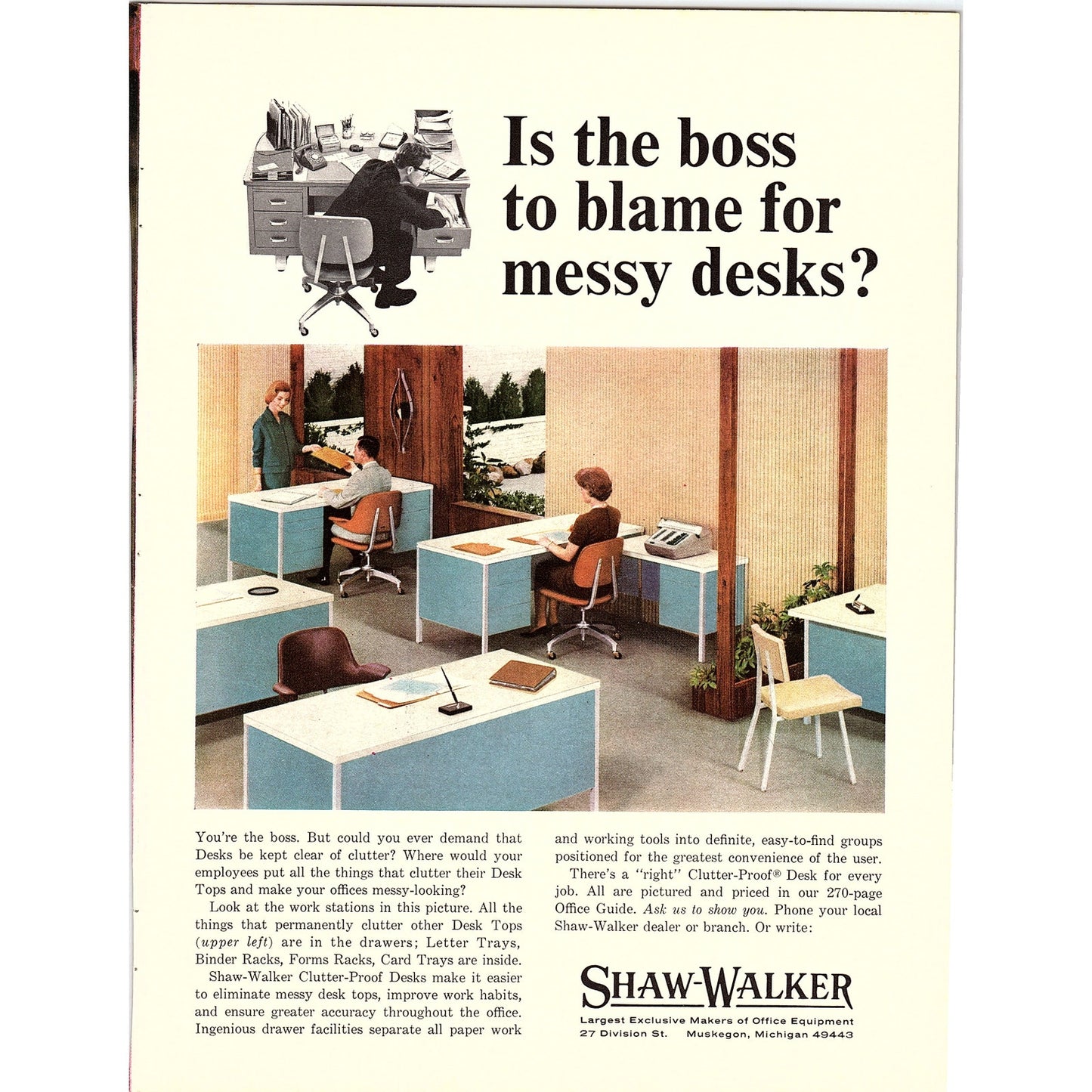 Shaw-Walker Office Equipment Muskegon Michigan 1967 Ad AG1-16