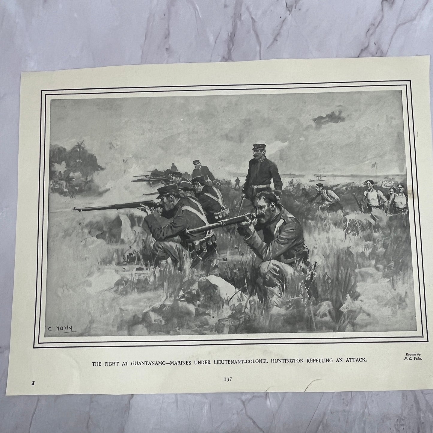 Lt Col Huntington Marines at Guantanamo Spanish American War c1905 Print V14-5