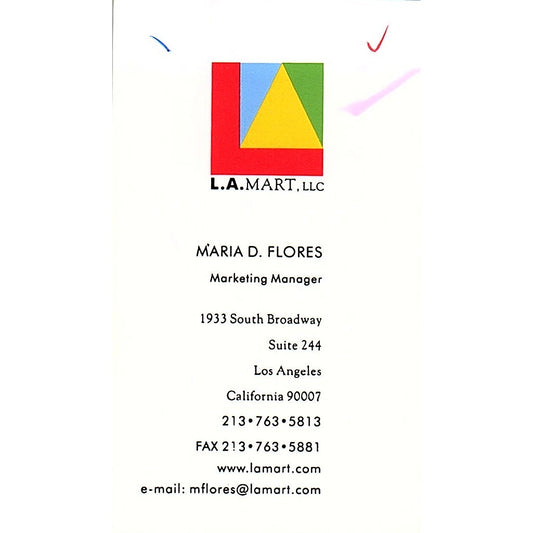 Maria D Flores L.A. Mart LLC Los Angeles CA Vintage Business Card SC9-B10