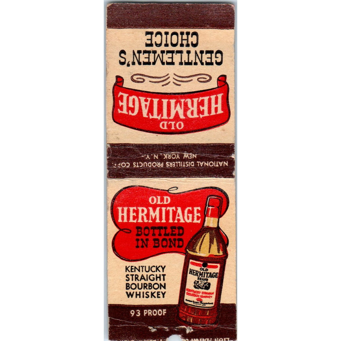 Old Hermitage Kentucky Bourbon Whiskey Vintage Matchbook Cover SD4-Y8