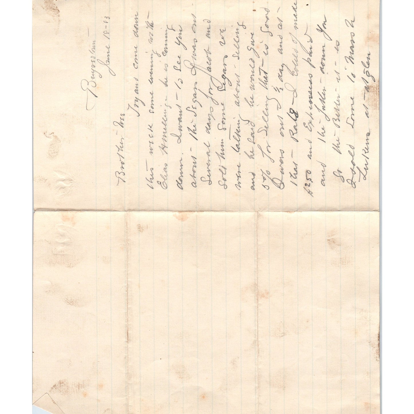 1883 Handwritten Letter Buyoestown B.E. Leman D21