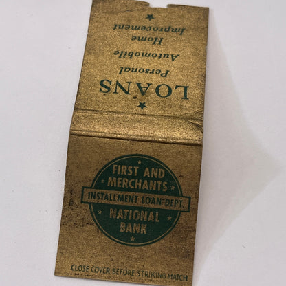 First Merchants and National Bank Richmond VA Vintage Matchbook Cover MM3-5