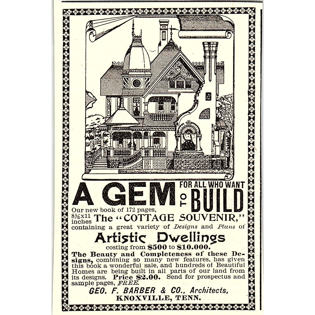 Geo. F. Barber & Co Architects Knoxville TN 1892 Ad AG2-M11