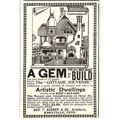 Geo. F. Barber & Co Architects Knoxville TN 1892 Ad AG2-M11