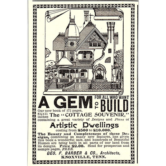 Geo. F. Barber & Co Architects Knoxville TN 1892 Ad AG2-M11