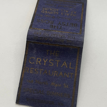 The Crystal Restaurant Richmond VA Betsy Boys Vintage Matchbook Cover TB8-MB2-1