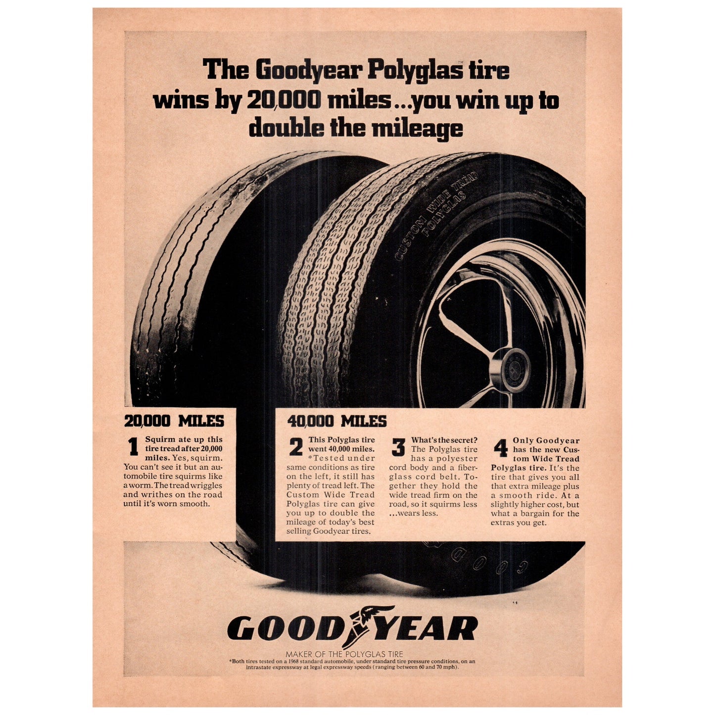 Goodyear Polyglas Tires 1969 Bowling Program Ad D25