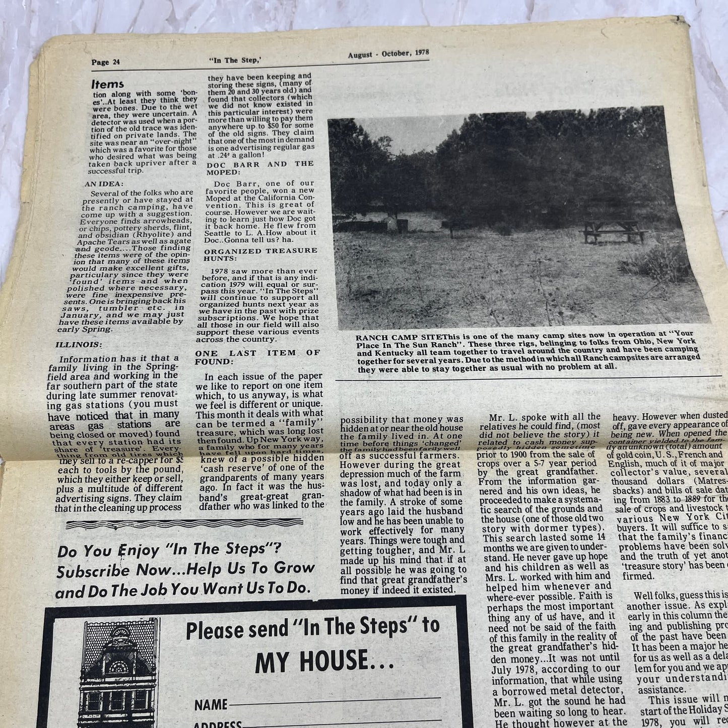 1978 Aug - In the Steps of the Treasure Hunter Newspaper - Mule Creek NM M11