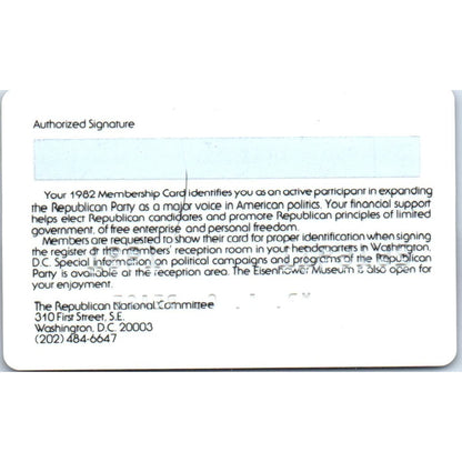 1982 Republican National Sustaining Member Card A.G. Pease AE2