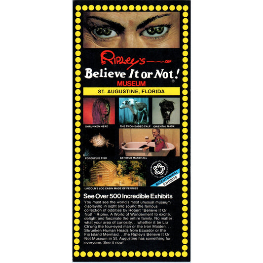 1980s Ripley's Believe It Or Not Museum St. Augustine Florida Leaflet TF4-BA