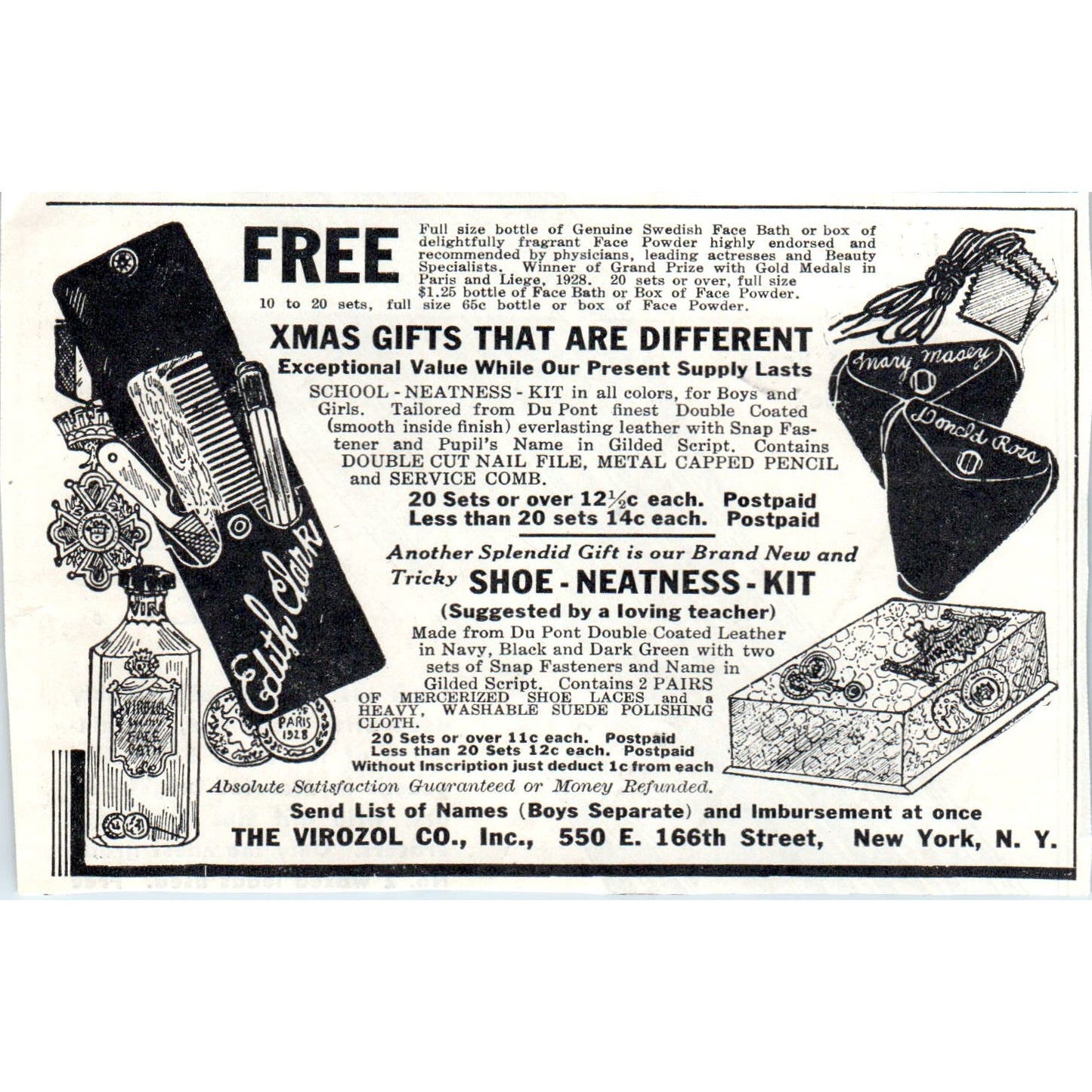 The Virozol Co NY Christmas Gift Offer 1930s Magazine Advertisement AE4-I1