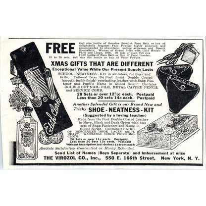The Virozol Co NY Christmas Gift Offer 1930s Magazine Advertisement AE4-I1