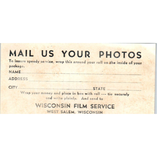 Wisconsin Film Service Photo Mail Form West Salem WI AF1