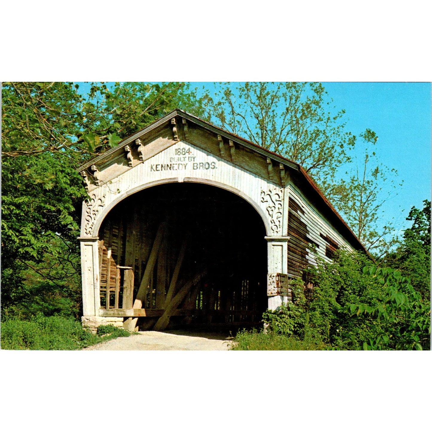 Longwood Bridge Williams Creek Fayette County IN Covered Bridge Postcard PB11