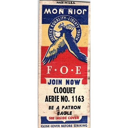 Cloquet Aerie No 1163 MN Vintage Matchbook Cover SC7-Y7