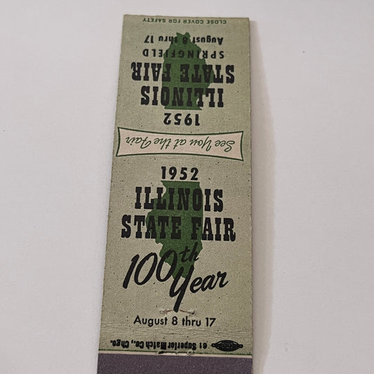 1952 Illinois State Fair Springfield Vintage Matchbook Cover TB6-MB2-1
