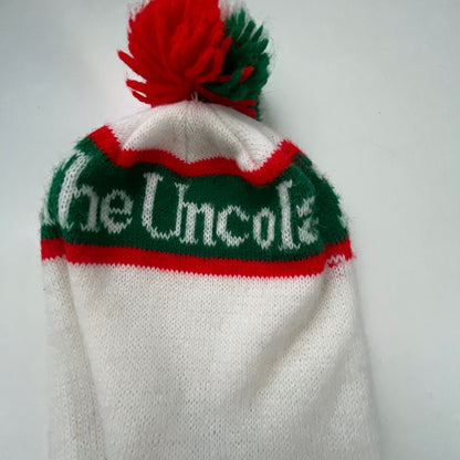 Vintage 1970s Knit 7-UP The Uncola Stocking Cap Beanie Hat With Pompom TF9