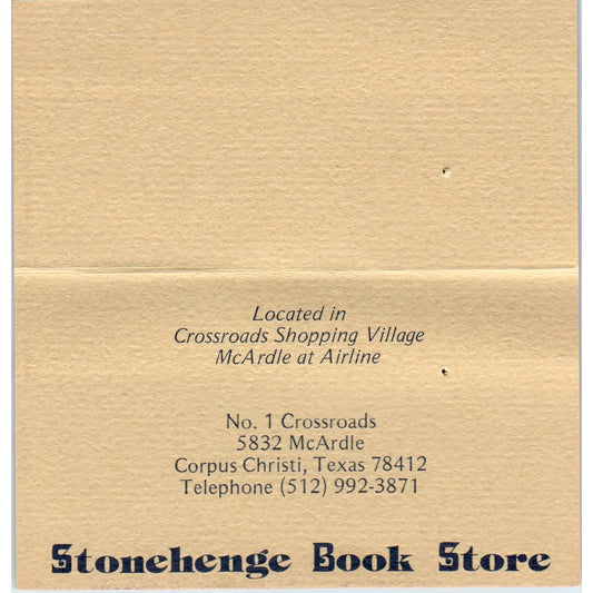 Stonehenge Book Store Corpus Christi TX Vintage Business Card SD8-B9