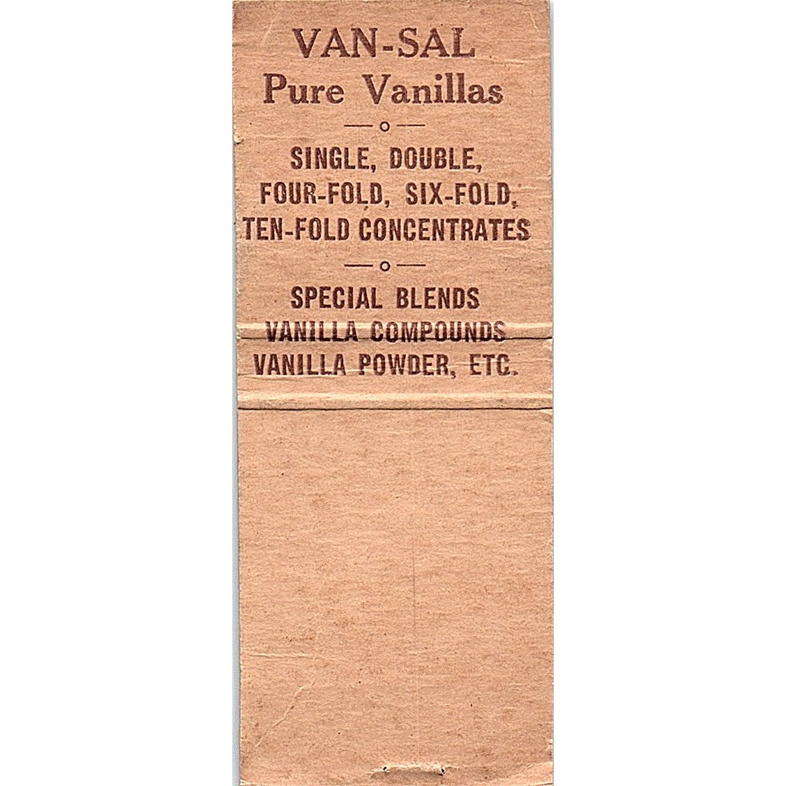 Van-Sal Vanilla Extract S.H. Mahoney Vintage Matchbook Cover SF3-Y5