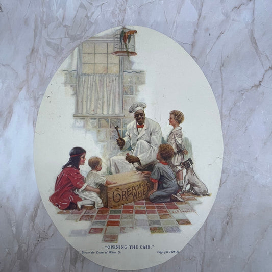 1918 Cream of Wheat Ad - Opening the Case, Oval Cut 10x13 FL6-4