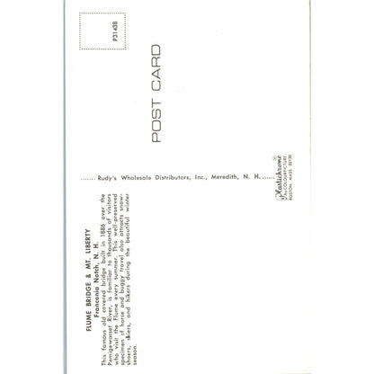 Flume Bridge Mt. Liberty Franconia Notch NH Covered Bridge Postcard PC6