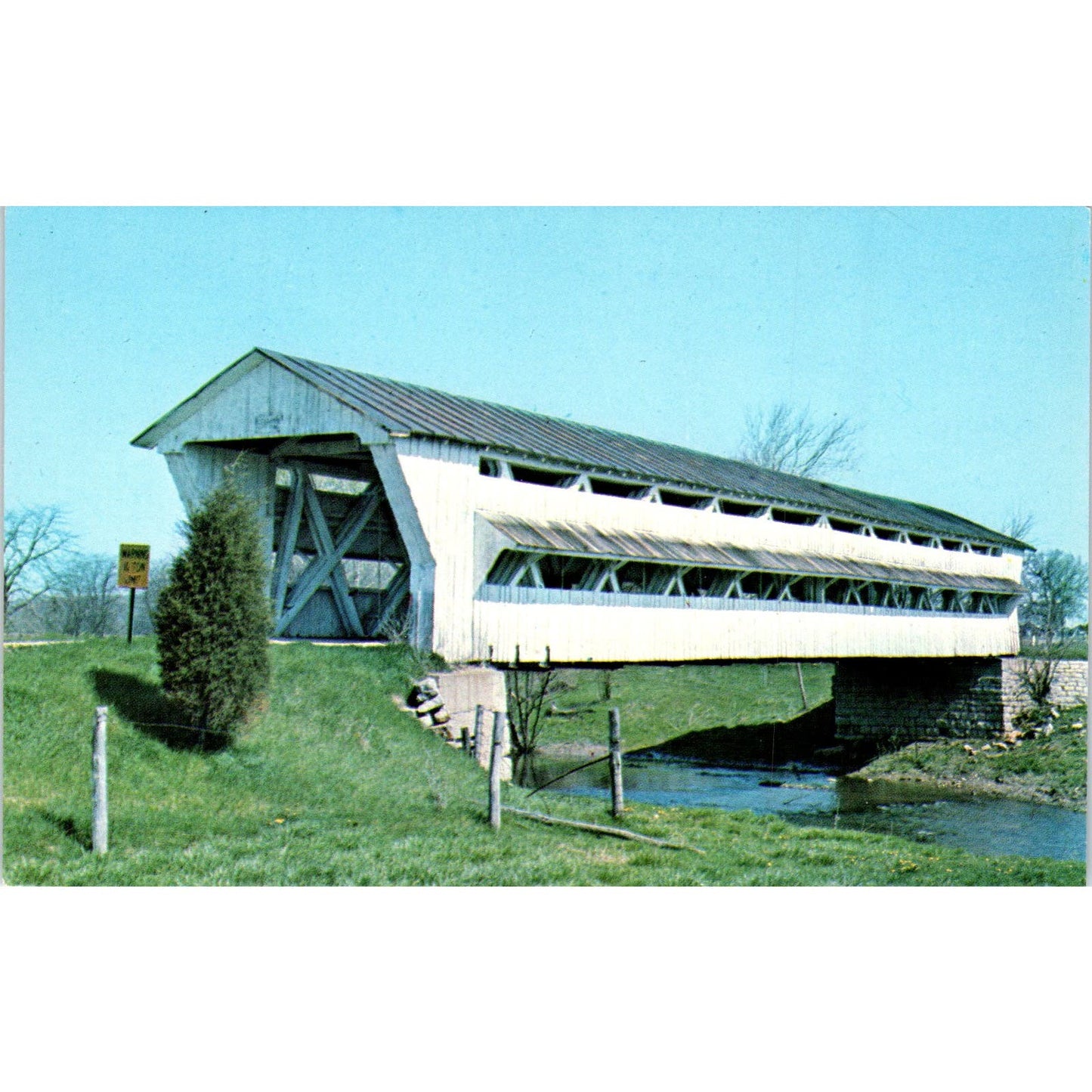 Little Darby Creek County #4 Milford Center OH Covered Bridge Postcard PB13