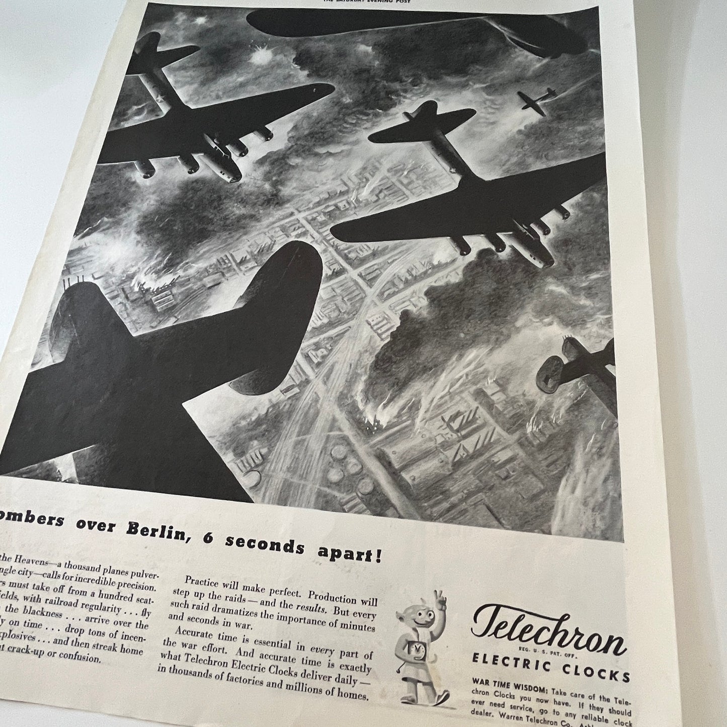 Warren Telechron Co. Telechron Electric Clocks Ashland MA 1943 WWII Ad SV1-6