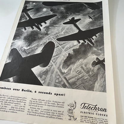 Warren Telechron Co. Telechron Electric Clocks Ashland MA 1943 WWII Ad SV1-6