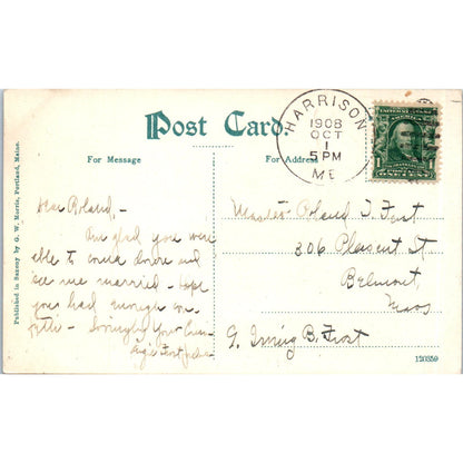 c1910 Scene from Post Office Harrison Maine Original Postcard PC10