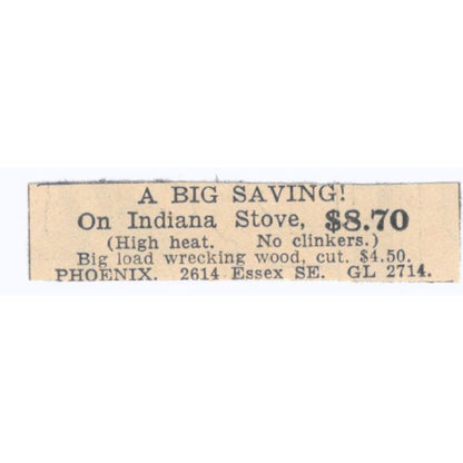 Indiana Stoves Essex SE 1935 Minneapolis Journal Advertisement AE7-H3