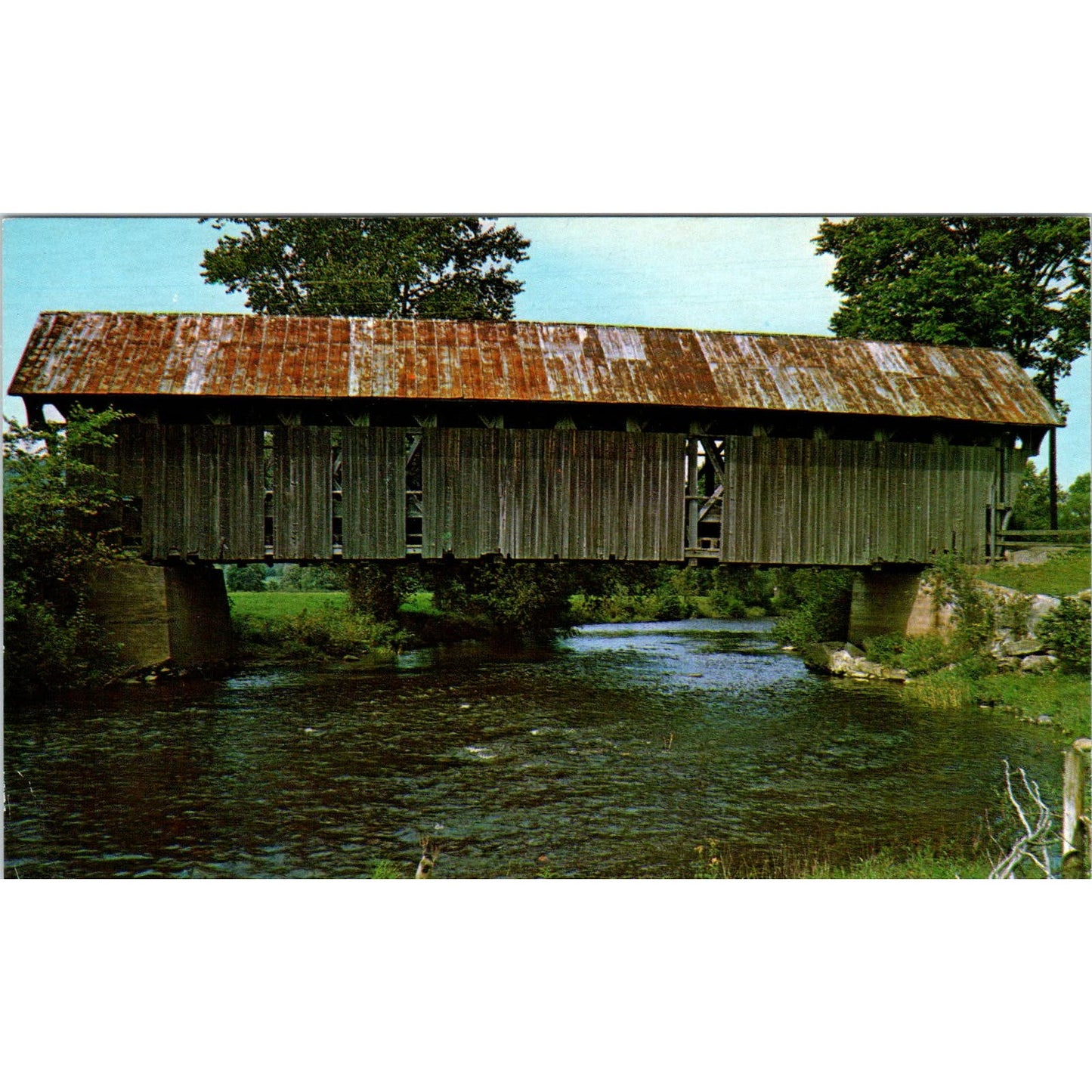 Black River Coventry Vermont Covered Bridge Postcard PB12