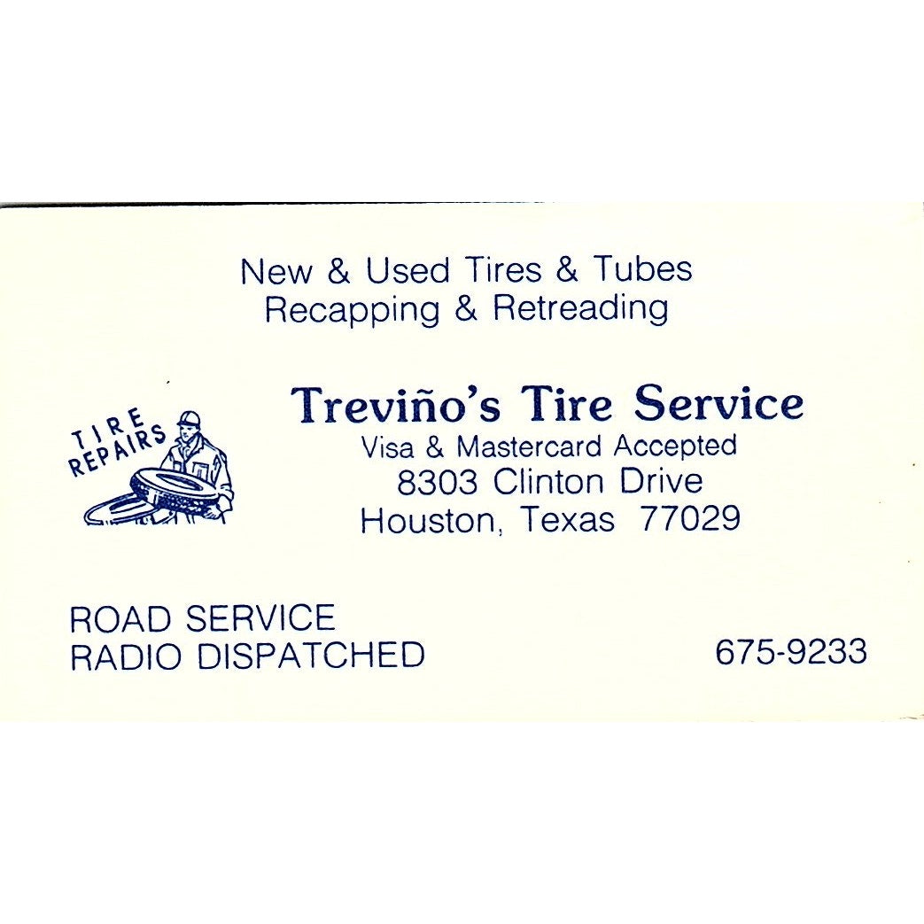 Treviño's Tire Service Houston Vintage Business Card SC9-B2