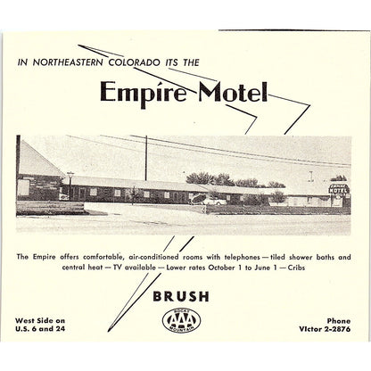 Freeman Motel Buena Vista, Empire Motel Brush CO 1958 Ad AG1-H2